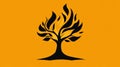 A blazing tree representing the destruction caused by wildfires and environmental harm Royalty Free Stock Photo