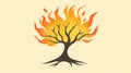 A blazing tree representing the impact of wildfires and climate change Royalty Free Stock Photo