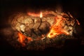 A blazing wood fire in fireplace Royalty Free Stock Photo