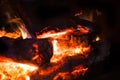 A blazing wood fire in fireplace Royalty Free Stock Photo