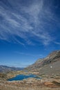 Blue skies over blue lakes and mountains landscape Royalty Free Stock Photo