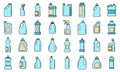Bleach bottle icons set vector color