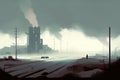 bleak landscape, blanketed in smog AI generation