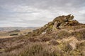 Bleak winter panoramic view of Baldstone, and Gib Torr in the Peak District National Park