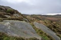 Bleak winter panoramic view of Gib Torr, and The Roaches in the Peak District National Park