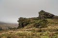 Bleak winter panoramic view of Gib Torr, and The Roaches in the Peak District National Park Royalty Free Stock Photo