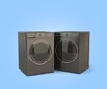 Bleck washing machine on blue background 3D illustration