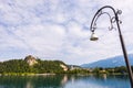 Bled Castle at Bled Lake in Slovenia with Street Lamp Royalty Free Stock Photo