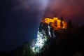 Bled castle at night Royalty Free Stock Photo