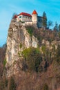 Bled castle is the oldest castle in Slovenia and one of its most famous landmarks dating back to year 1004 Royalty Free Stock Photo