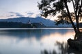 Bled island and castle at dawn, Slovenia Royalty Free Stock Photo