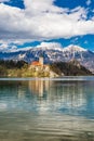 Bled Lake,Island,Church,Castle,Mountain-Slovenia Royalty Free Stock Photo