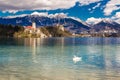 Bled Lake,Island,Church,Castle,Mountain-Slovenia Royalty Free Stock Photo