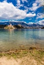 Bled Lake,Island,Church,Castle,Mountain-Slovenia Royalty Free Stock Photo