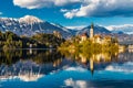 Bled Lake,Island,Church,Castle,Mountain-Slovenia Royalty Free Stock Photo