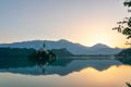 Bled lake reflections at sunsent, Slovenia