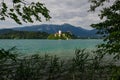 Bled lake with St. Marys Church of the Assumption on the island, Bled, Slovenia, Europe Royalty Free Stock Photo