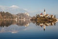 Bled Lake Sync Reflection, Slovenia Royalty Free Stock Photo