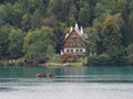 Bled, Slovenia - Aerial view of beautiful Bled Castle Blejski Grad with Lake Bled Blejsko Jezero on a bright summer day Royalty Free Stock Photo