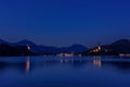 Lake Bled at night, Slovenia Royalty Free Stock Photo