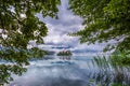 Bled, Slovenia - Beautiful Lake Bled Blejsko Jezero with the Pilgrimage Church of the Assumption of Maria, Bled Castle