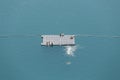 Pontoon on the lake. Aerial view