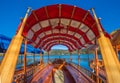 Bled, Slovenia - Traditional red Pletna boat at Lake Bled on a sunny autumn day Royalty Free Stock Photo