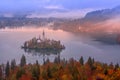 Bled, Slovenia view with church Royalty Free Stock Photo