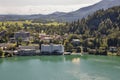 Bled town cityscape with lake Royalty Free Stock Photo