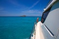 Bledes Bledas Ibiza islands view from boat side Royalty Free Stock Photo
