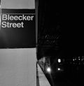 Bleecker Street NYC Subway MTA Train Arriving Station Platform Black and White New York City