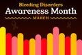 bleeding disorders awareness month colorful minimalist design. March is observed to spread awareness about bleeding disorder,