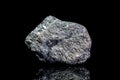 Bleiglanz, galena or galenite ore, raw rock on black background, mining and geology