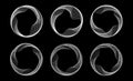 Blend linear and dotted circle frames set. Black and white round border collection. Curved wave dots and lined circles