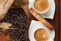 Espresso and Coffee Beans Royalty Free Stock Photo