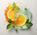 A blend of yin yang smol from oranges and peppermint leaves. Royalty Free Stock Photo