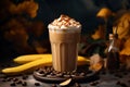 Blended Banana coffee with cream and topping Royalty Free Stock Photo