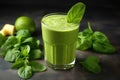 blended green smoothie with leafy vegetables