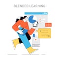 Blended Learning concept. Vector illustration. Royalty Free Stock Photo