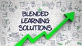 Blended Learning Solutions Drawn on White Wall. 3d. Royalty Free Stock Photo
