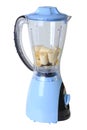 Blender filled with fresh bananas