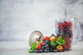 Blender full of berry fruits Royalty Free Stock Photo