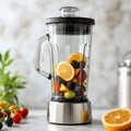 A blender full of fruit and vegetables Royalty Free Stock Photo
