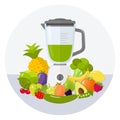 Blender green smoothie flat design icon