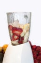 Blender with ice and fruit