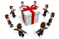 3D businessmen, giftbox concept