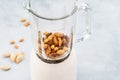 Blender with soaked almonds for making nut milk Royalty Free Stock Photo