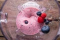 Blender Top View Whips Berries Raspberry Blueberries Banana Preparation Smoothie Smoothie Healthy Food