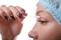 Blepharoplasty of the upper eyelid. Royalty Free Stock Photo