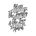 Bless the food kitchen typography. Vector vintage illustration. Royalty Free Stock Photo